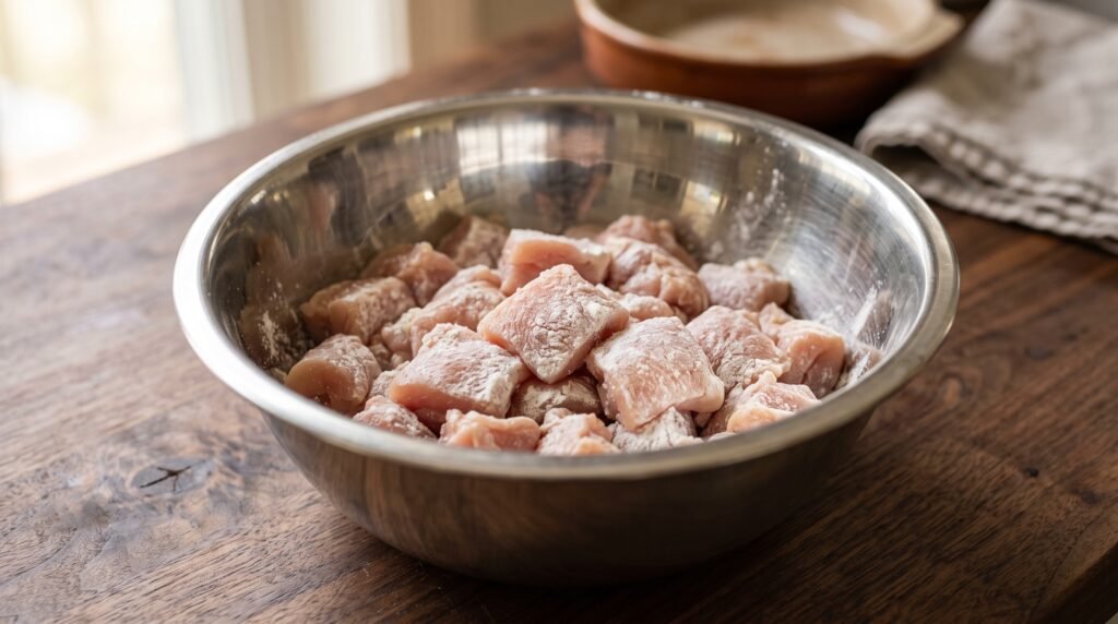 Chicken pieces in mixing bowl 202607291231