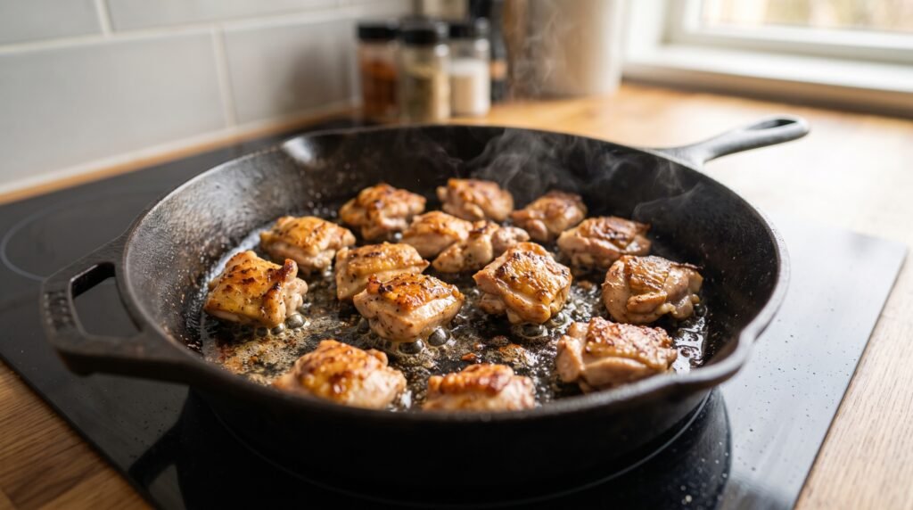 Chicken pieces in skillet 2K 202607291227