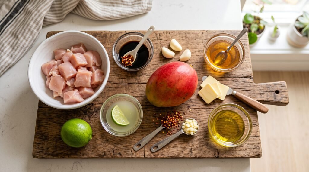 Fresh ingredients on wooden board 202607282057