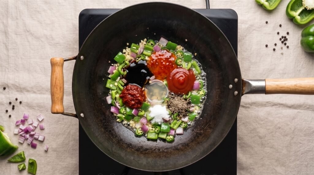 Wok cooking garlic chilies 2K 202607271202